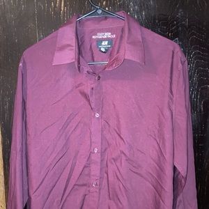 H&M Slim Fit/coupe serree Burgundy RED Dress shirt